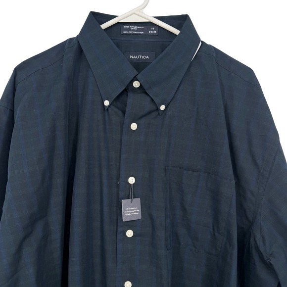 Nautica Other - Nautica Button Down Shirt Mens 18 34/35 Black Blue Plaid NWT Preppy Business